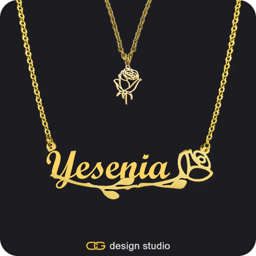 The Rosebud Underlined Name Necklace