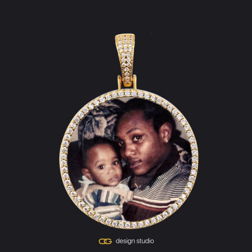 Custom Photo Pendant - Gold / Circle (4 cm) / Cuban (10mm)