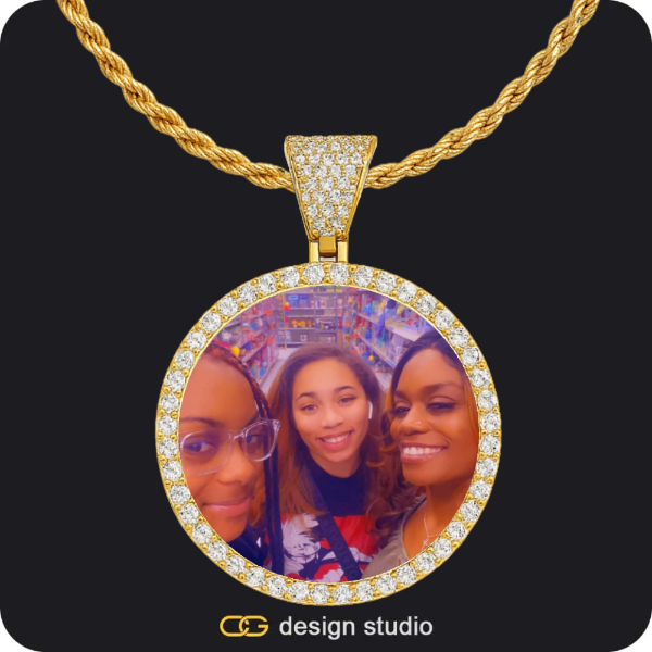 Custom Photo Pendant - Gold / Circle (4 cm) / Rope