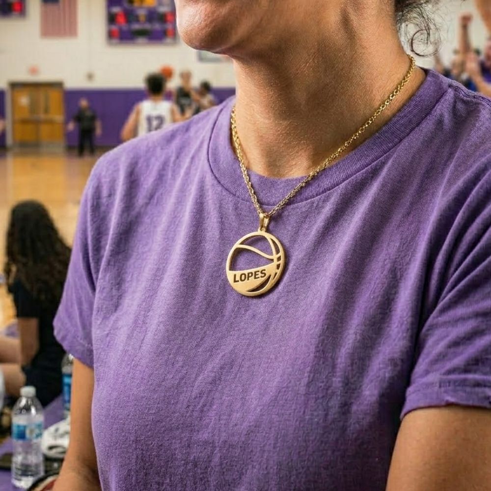 The Playmaker Name Necklace: Basketball
