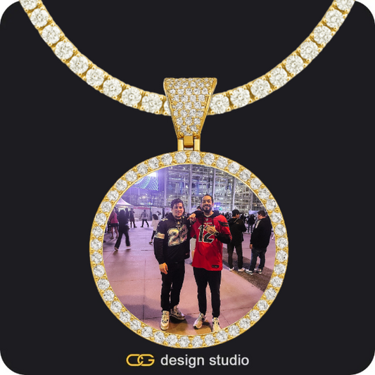 The Essential Name Necklace: Looped,Item Personalization,Custom Photo Pendant - Gold / Circle (4 cm) / Tennis