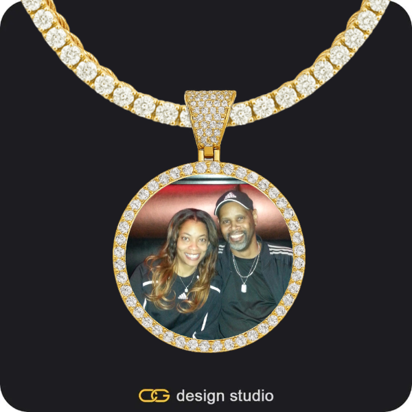 Custom Photo Pendant - Gold / Circle (3 cm) / Rope