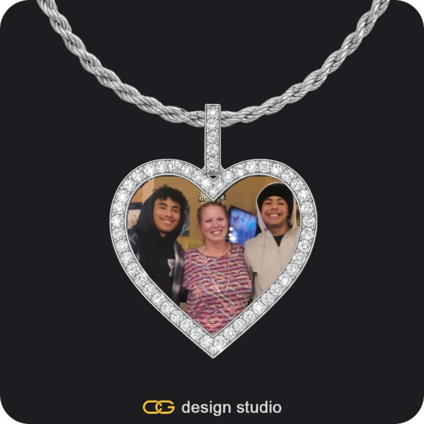 Shell Initial Necklace - W / Silver,Custom Photo Pendant - Silver / Heart / Rope