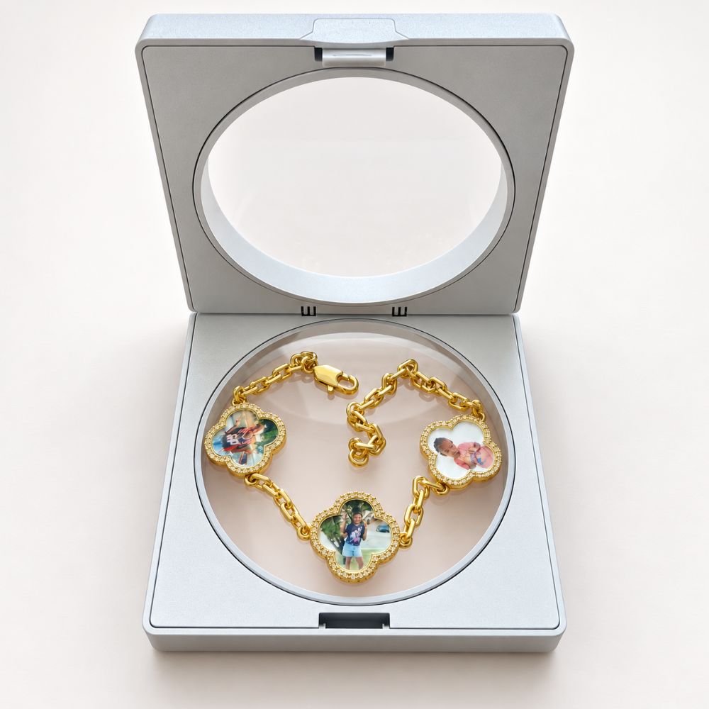 Custom Clover Photo Bracelet