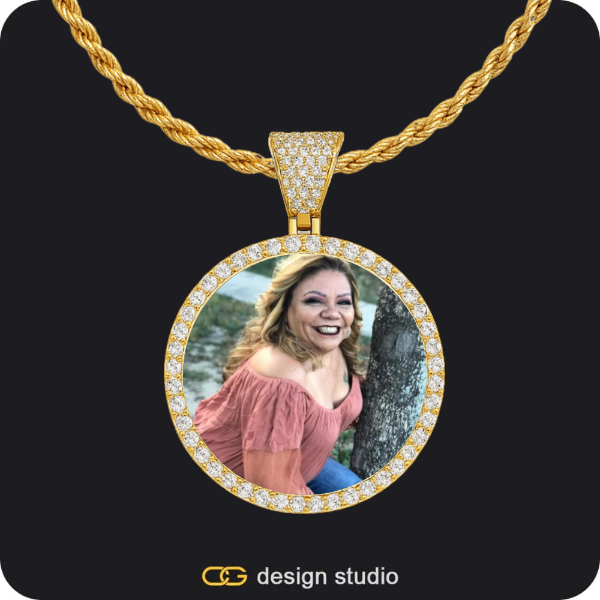 Custom Photo Pendant - Gold / Circle (3 cm) / Rope
