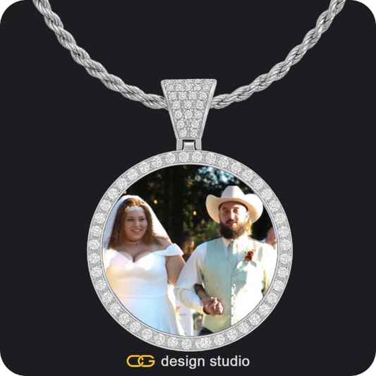 Block initial necklace - I,The Essential Name Necklace,Item Personalization,Custom Photo Pendant - Silver / Circle (4 cm) / Rope