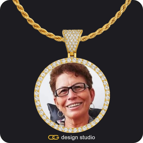 Custom Photo Pendant - Gold / Circle (4 cm) / Rope