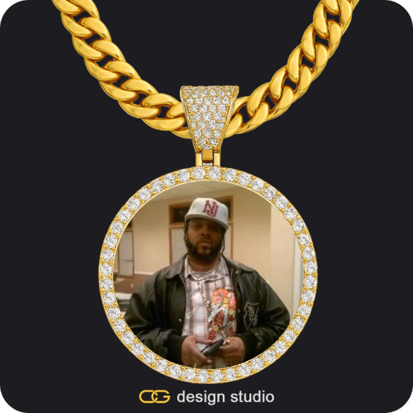 Custom Photo Pendant - Gold / Circle (4 cm) / Cuban (10mm)