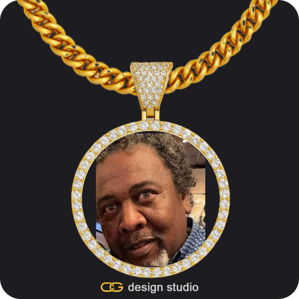 Custom Photo Pendant - Gold / Circle (4 cm) / Cuban (5mm)