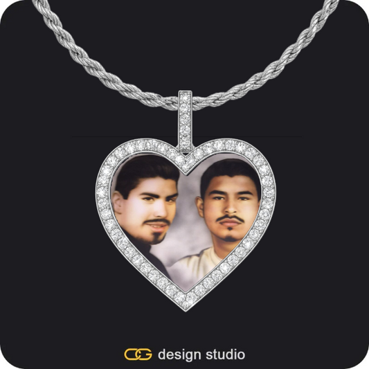 Custom Photo Pendant - Silver / Circle (4 cm) / Rope,Custom Photo Pendant - Silver / Heart / Rope
