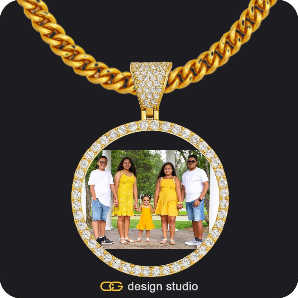 Custom Photo Pendant - Gold / Circle (4 cm) / Cuban (5mm)