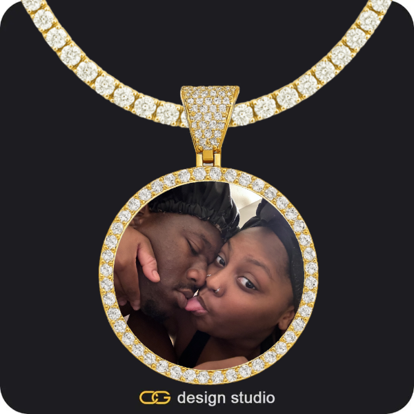 Custom Photo Pendant - Gold / Circle (4 cm) / Tennis