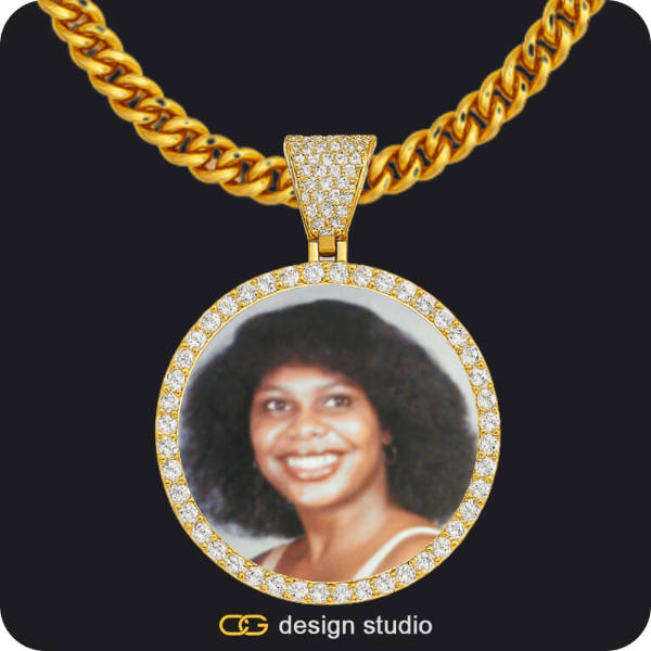 Custom Photo Pendant - Gold / Circle (4 cm) / Cuban (5mm)