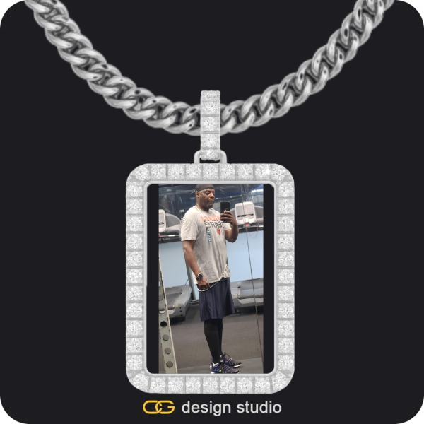 Custom Photo Pendant - Silver / Rectangle / Cuban (5mm)