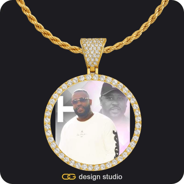Custom Photo Pendant - Gold / Circle (4 cm) / Rope