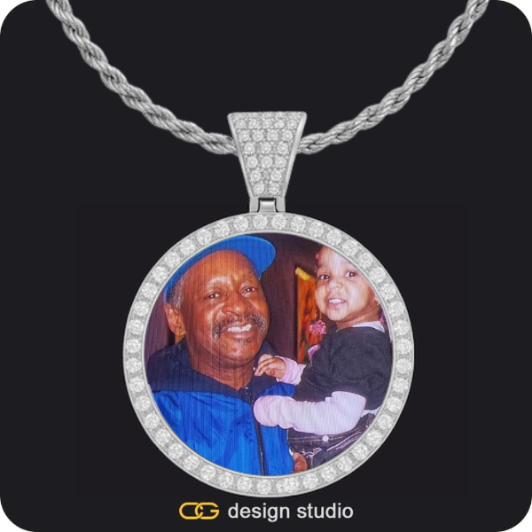 Arial Letter - H / Gold,The Falling Name Necklace,The Essential Name Necklace: Looped,Chain Upgrade - 4mm Curb,Custom Photo Pendant,Pendant Upgrade