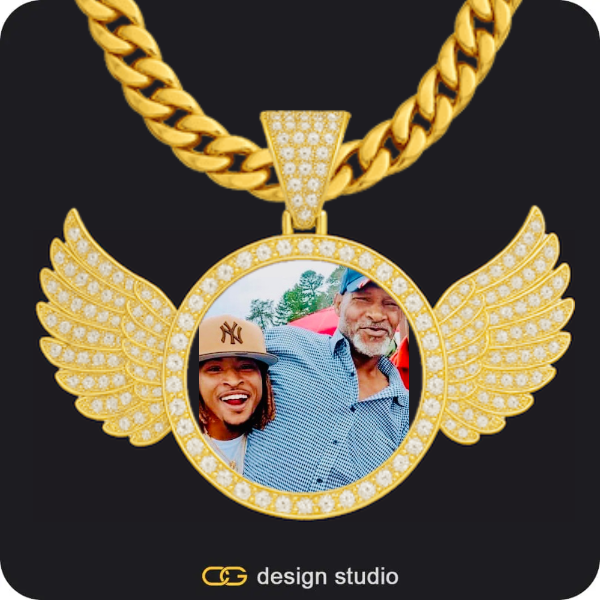 Custom Photo Pendant: Wings,Chain Upgrade