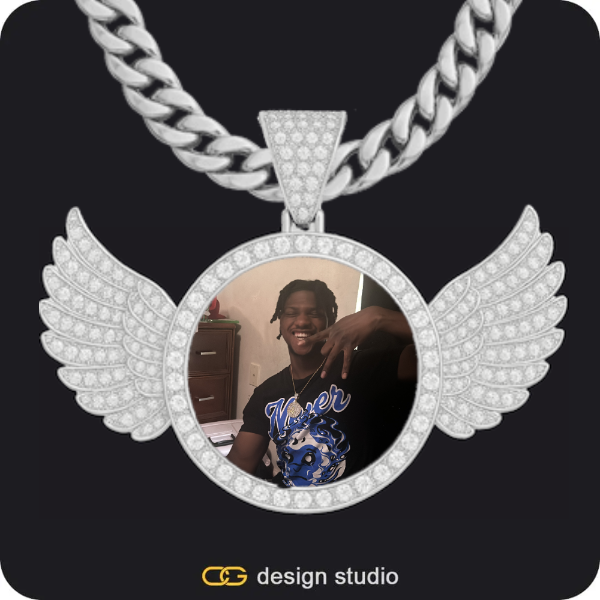 Custom Photo Pendant: Wings,Chain Upgrade