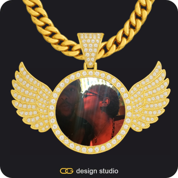 Custom Photo Pendant: Wings,Chain Upgrade
