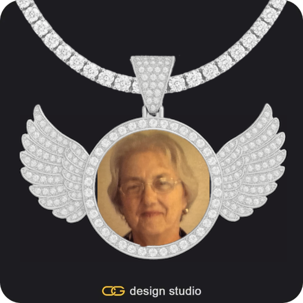 Custom Photo Pendant: Wings,Chain Upgrade