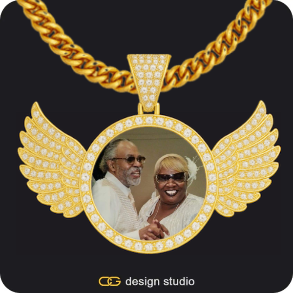 Custom Photo Pendant: Wings,Chain Upgrade