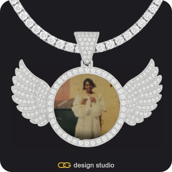 Custom Photo Pendant: Wings,Chain Upgrade