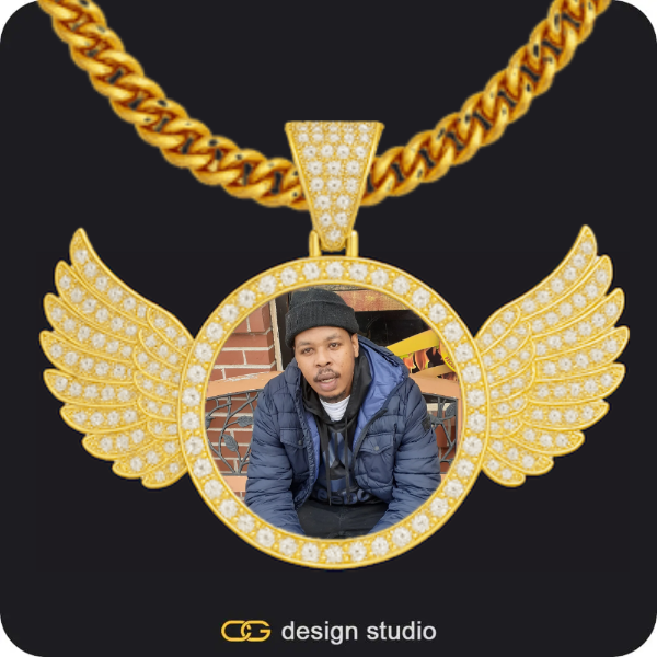 Custom Photo Pendant: Wings,Chain Upgrade