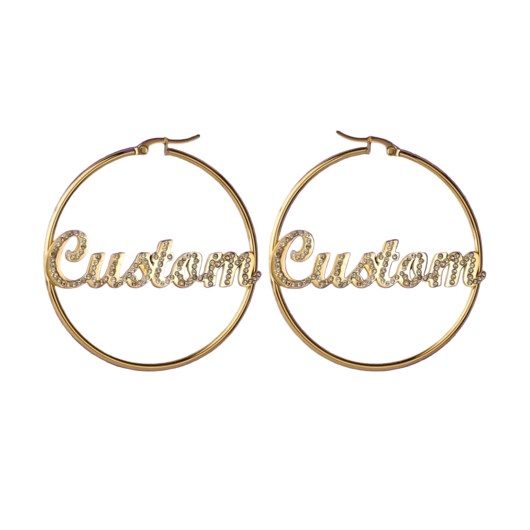 The Essential Hoop Name Earrings: Sparkling
