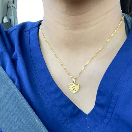 Heart initial necklace