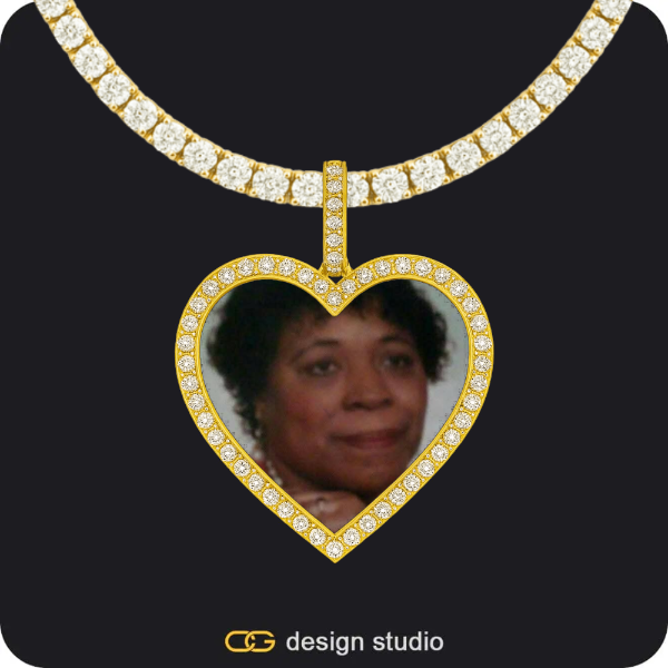 Clover Initial Necklace - K / 16 inch,Custom Photo Pendant - Gold / Heart / Tennis