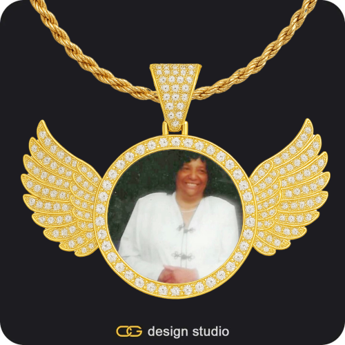 Clover Initial Necklace - A / 18 inch,Custom Photo Pendant - Gold / Wings / Rope