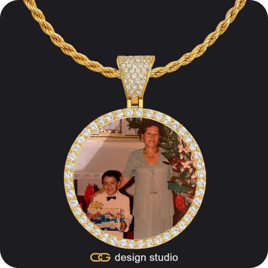 Custom Photo Pendant - Gold / Circle (4 cm) / Rope