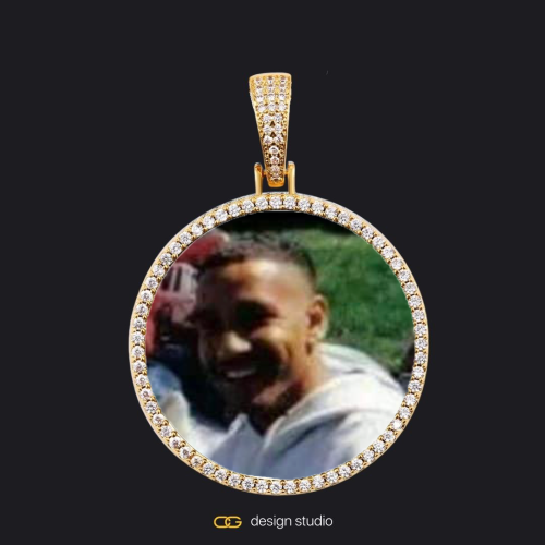 Custom Photo Pendant - Gold / Circle (4 cm) / Rope
