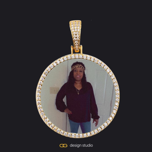 Custom Photo Pendant - Gold / Circle (4 cm) / Cuban (5mm)