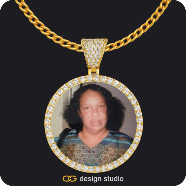 Custom Photo Pendant - Gold / Circle (4 cm) / Cuban (3mm)