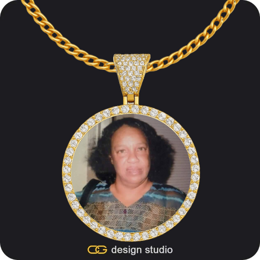 Custom Photo Pendant - Gold / Circle (4 cm) / Cuban (3mm)
