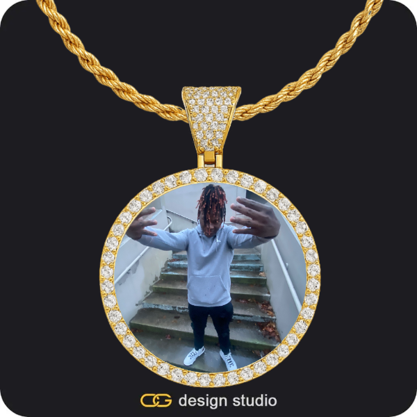 Custom Photo Pendant - Gold / Circle (4 cm) / Rope