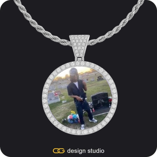 Custom Photo Pendant - Silver / Circle (3 cm) / Rope