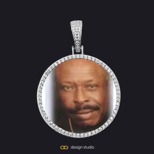 Shell Initial Necklace - P / Silver,Custom Photo Pendant - Silver / Circle (4 cm) / Rope