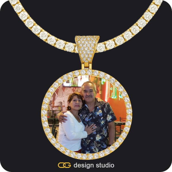 Custom Photo Pendant - Gold / Circle (4 cm) / Tennis