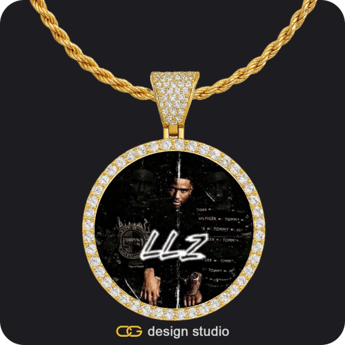 Custom Photo Pendant - Gold / Circle (4 cm) / Rope