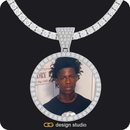 Custom Photo Pendant - Silver / Circle (4 cm) / Tennis