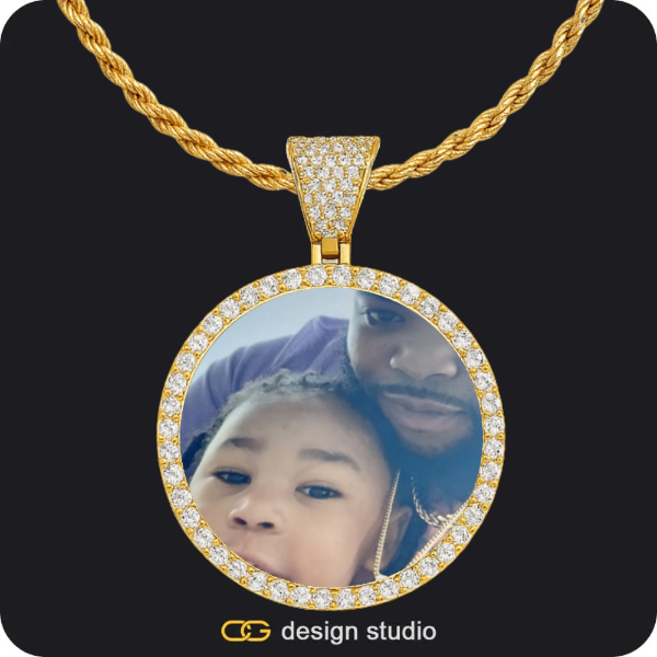 Custom Photo Pendant - Gold / Circle (4 cm) / Rope