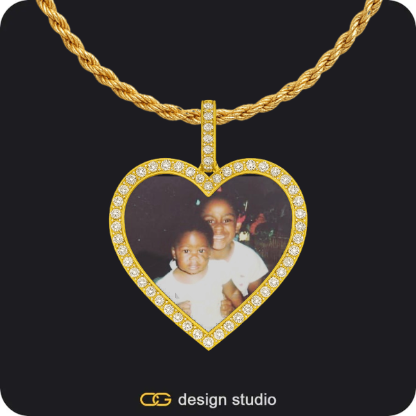 Custom Photo Pendant - Gold / Heart / Rope,Grand victorian initial necklace - Z / Silver