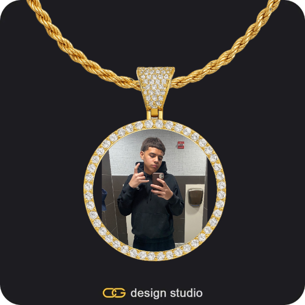 Custom Photo Pendant - Gold / Circle (3 cm) / Rope