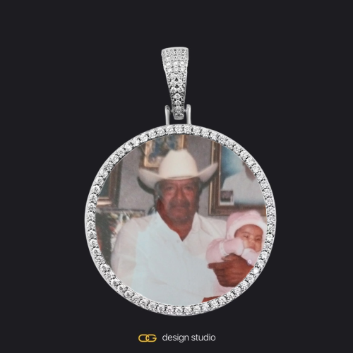 Custom Photo Pendant - Silver / Circle (4 cm) / Rope