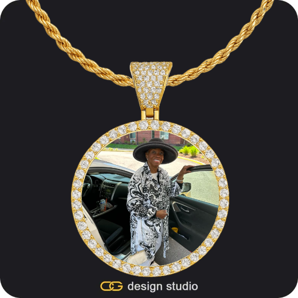 Custom Photo Pendant - Gold / Circle (4 cm) / Rope