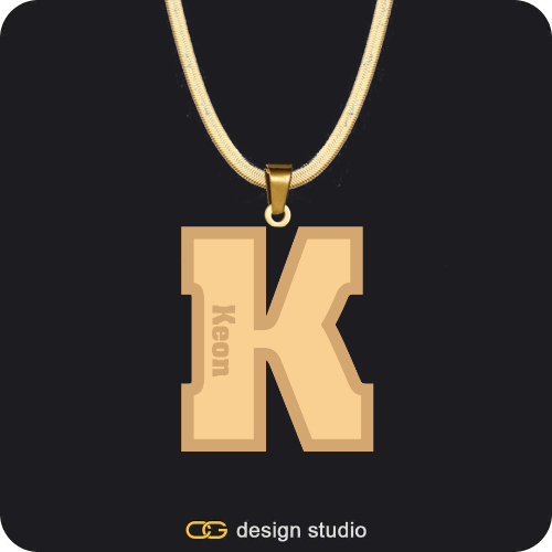 Varsity Engraved Necklace,Custom Photo Pendant - Gold / Circle (4 cm) / Cuban (10mm)