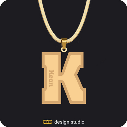 Varsity Engraved Necklace,Custom Photo Pendant - Gold / Circle (4 cm) / Cuban (10mm)