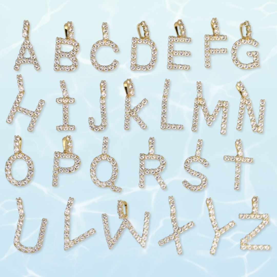 Arial Letter Initial Necklace: Gold